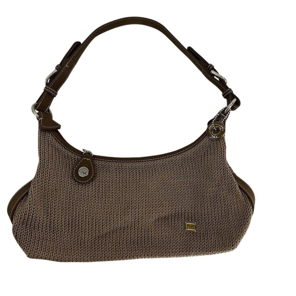 The Sak Women's Tan/Brown Crochet Shoulder Bag with Charm Clean